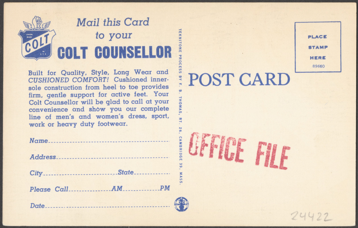 Colt Shoe Company, Boston 11, Mass.