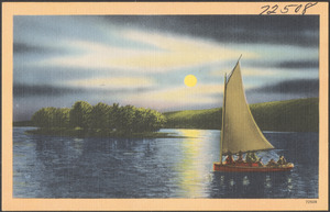 Sailboat on a moonlit lake