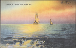 Sailing at twilight on a sunset sea