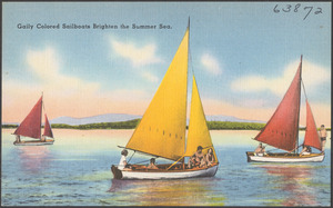 Gaily colored sailboats brighten the summer sea