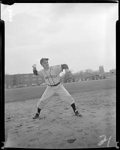 Springfield College baseball player throwing the ball