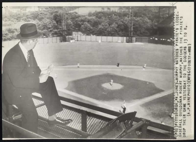 Murphy Watches Pirate’s Loose-Baseball guildsman Robert Murphy, watches the Pirate’s drop their game yesterday to the Dodgers 13 to 8.