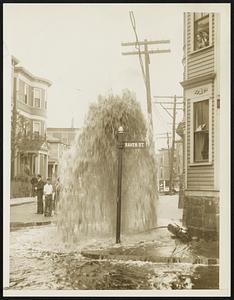 Broken hydrant Tues My 19 36. Raven St + Crescent ave Dorchester