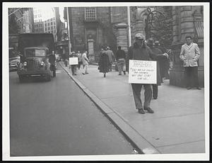 Building service union. Matthew McGrath Wash St. Labor in yellow band. Pickets