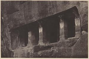 Entrance to Jain Cave IV, view of facade from the right, Badami, Bijapur District