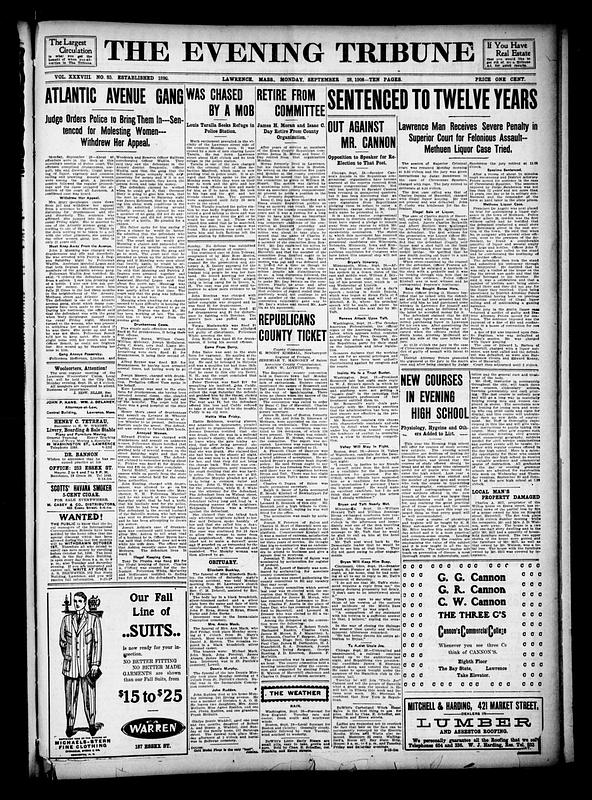 The Evening Tribune. September 28, 1908 - Digital Commonwealth