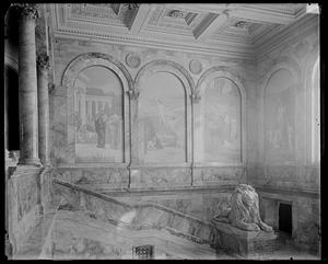 Boston Public Library, staircase with lion