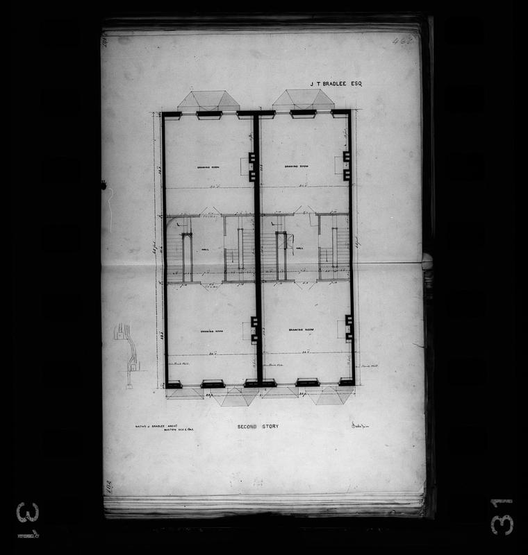 Second story plan drawing of 113-115 Beacon Street, Boston, Massachusetts