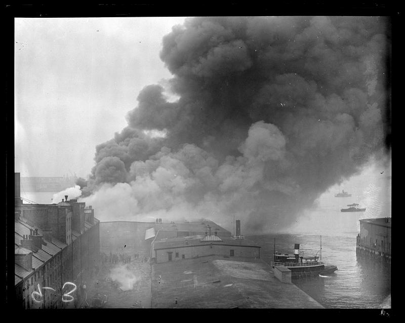 Fire by waterfront