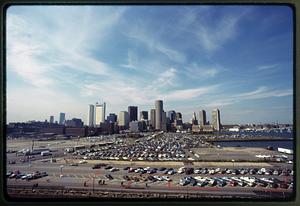 Boston (circa 1987): Skyline of Boston from World Trade Center Ave.