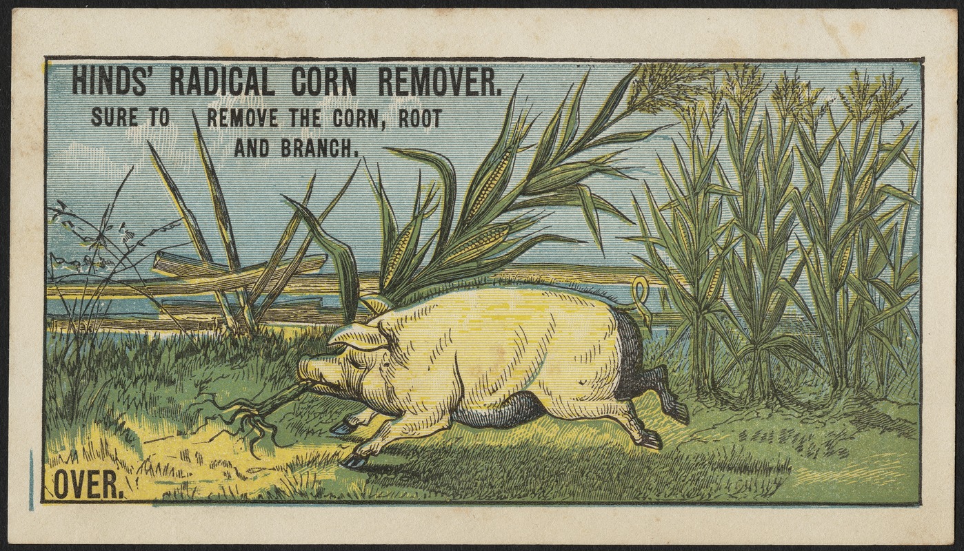 Hinds' Radical Corn remover. Sure to remedy the corn, root and branch.