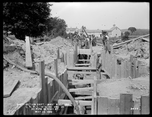 Distribution Department, Low Service Pipe Lines, Section 28, 20-inch pipe in High Street, near station 32, West Medford, Medford, Mass., May 26, 1899