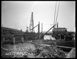Distribution Department, Northern High Service Pipe Lines, Section 26, dredging for siphon box at Saugus River, Western Avenue, Lynn, Mass., May 29, 1899
