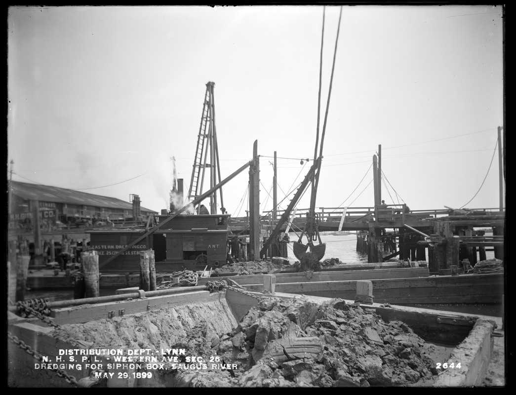 Distribution Department, Northern High Service Pipe Lines, Section 26, dredging for siphon box