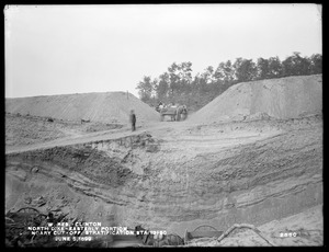 Wachusett Reservoir, North Dike, easterly portion, stratification on north side of secondary cut-off trench, station 13+50; from the south, Clinton, Mass., Jun. 5, 1899