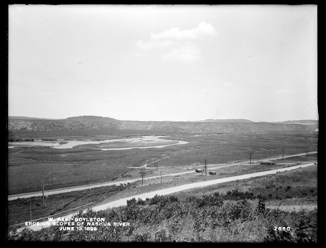 Wachusett Reservoir, erosion slopes of Nashua River, Boylston, Mass., Jun. 13, 1899