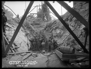 Distribution Department, Northern High Service Spot Pond Pumping Station, excavation for pump wells, from the northeast, Stoneham, Mass., Jun. 20, 1899