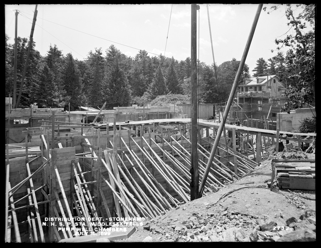 Distribution Department, Northern High Service Spot Pond Pumping Station, pump well chambers, from the north, Stoneham, Mass., Jul. 15, 1899