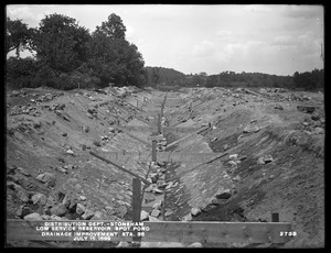Distribution Department, Low Service Spot Pond Reservoir, drainage improvement, open trench near station 35, from the south, Stoneham, Mass., Jul. 15, 1899