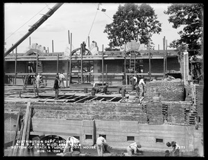 Distribution Department, Northern High Service Spot Pond Pumping Station, bottom of stack and floor of coal house, from the east, Stoneham, Mass., Aug. 14, 1899