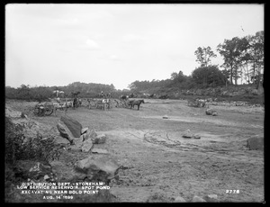 Distribution Department, Low Service Spot Pond Reservoir, excavating near Bold Point, from the south, Stoneham, Mass., Aug. 14, 1899