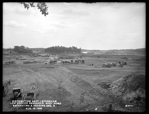 Distribution Department, Low Service Spot Pond Reservoir, excavating and grading Section 2 (Lark Meadow), from the north, Stoneham, Mass., Aug. 14, 1899