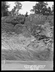 Distribution Department, Northern High Service Middlesex Fells Reservoir, south wall of west basin, from the north, Stoneham, Mass., Aug. 15, 1899