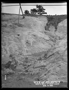 Distribution Department, Northern High Service Middlesex Fells Reservoir, north wall of west basin, from the south, Stoneham, Mass., Aug. 15, 1899