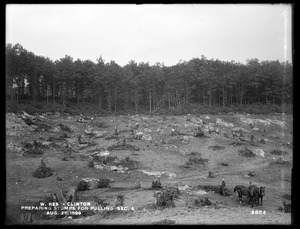 Wachusett Reservoir, preparing stumps for pulling, Section 4, from the south, Clinton, Mass., Aug. 25, 1899