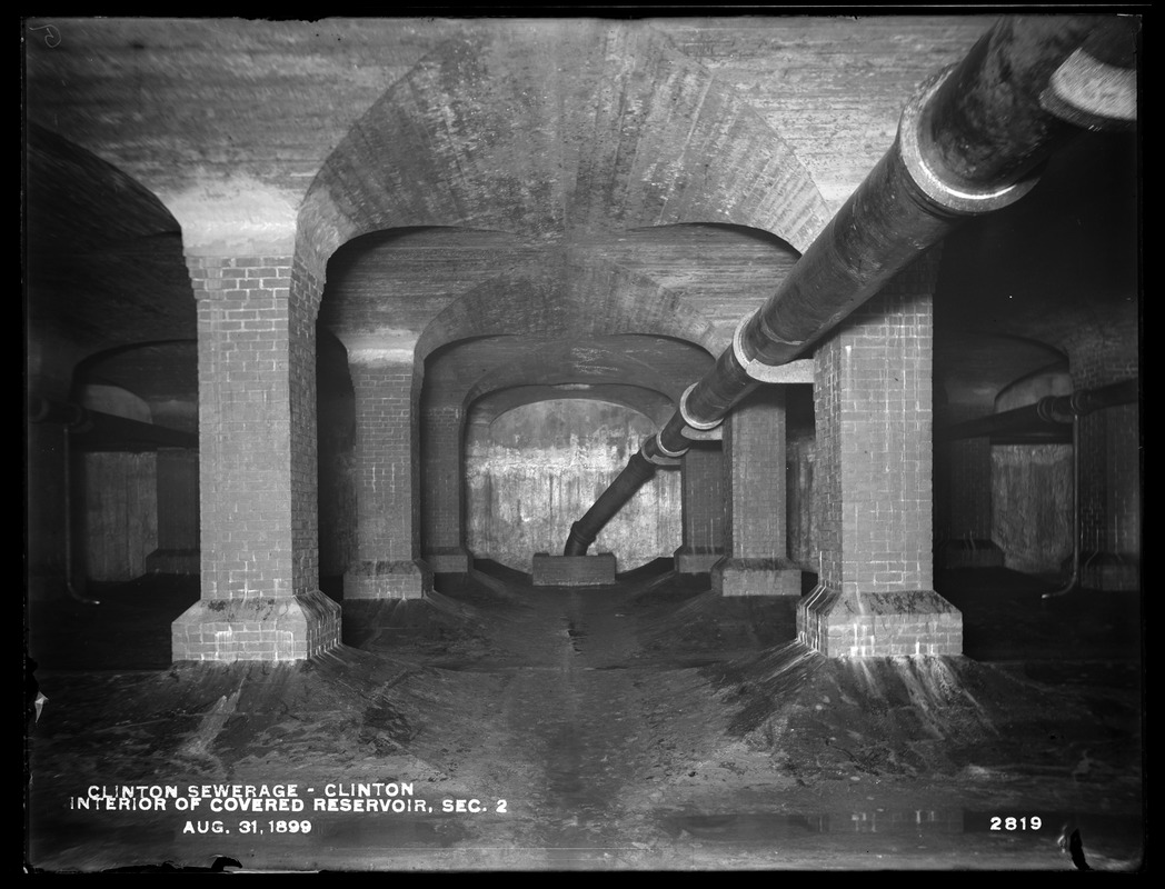 Clinton Sewerage, interior of covered reservoir, Section 2, Clinton, Mass., Aug. 31, 1899
