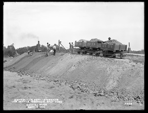 Distribution Department, Low Service Spot Pond Reservoir, hauling muck up incline, from the west, Stoneham, Mass., Sep. 5, 1899