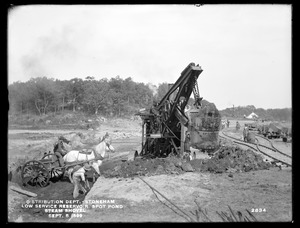 Distribution Department, Low Service Spot Pond Reservoir, steam shovel at work, from the west, Stoneham, Mass., Sep. 5, 1899