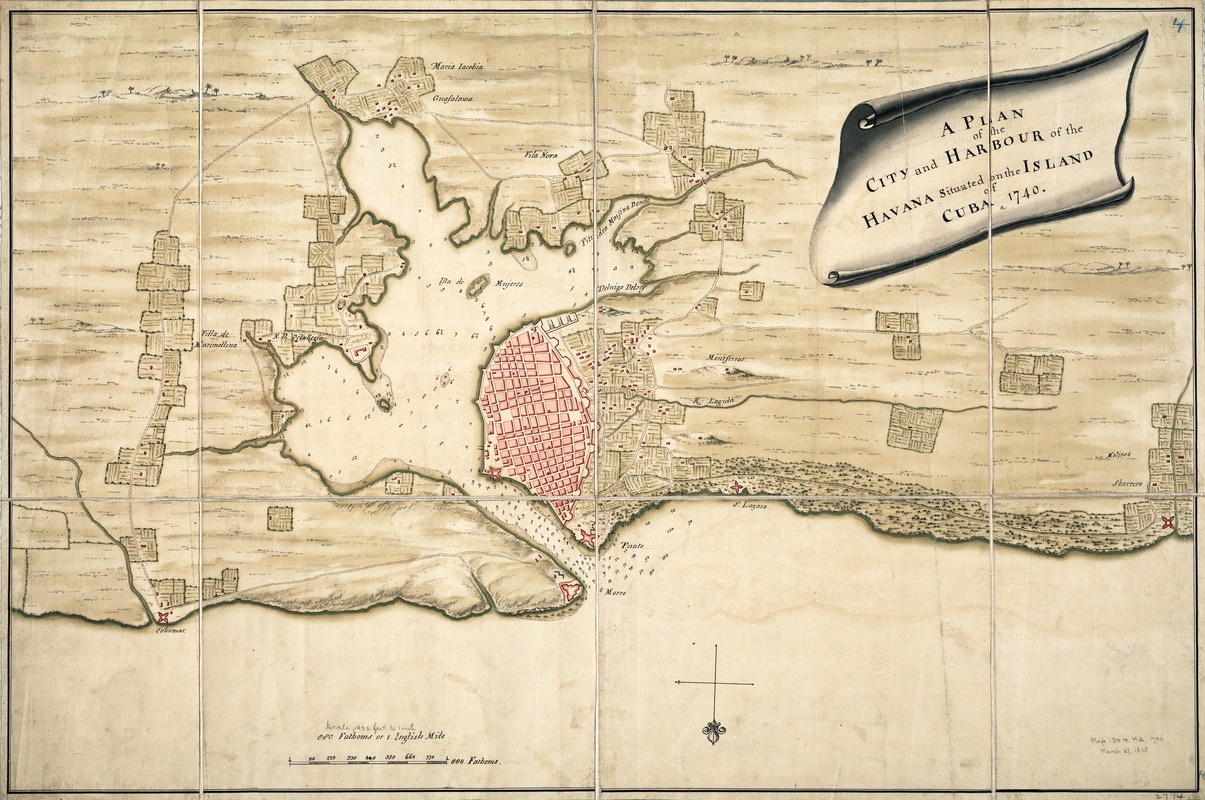 Map HABANA CUBA Plan of the Siege of HAVANA City & Harbor circa 1762 24" x 24" 