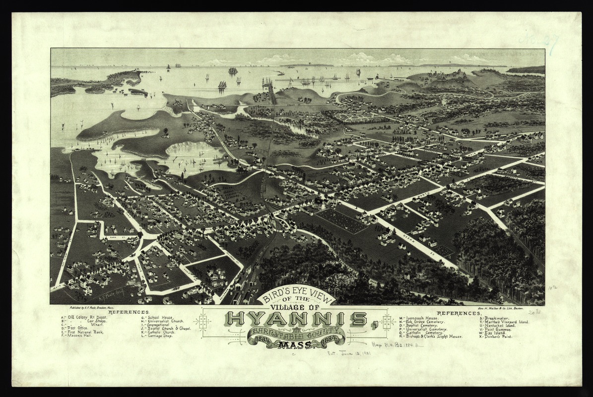 Bird's eye view of the village of Hyannis, Barnstable County, Mass
