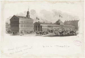 Faneuil Hall and Quincy Market. Market built 1824-6 by Alexander Parris