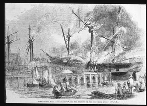 Fire at Charlestown, and burning of the ship "Bell Rock"