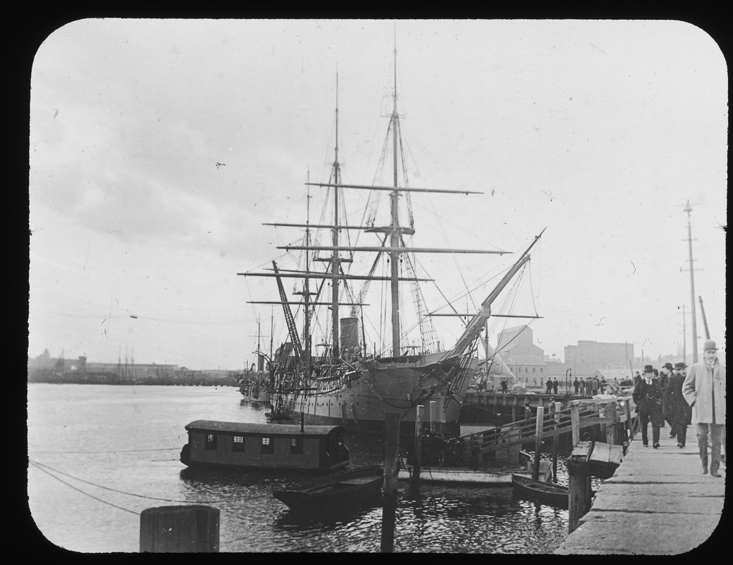 Ship at Charlestown Navy Yard. About 1900