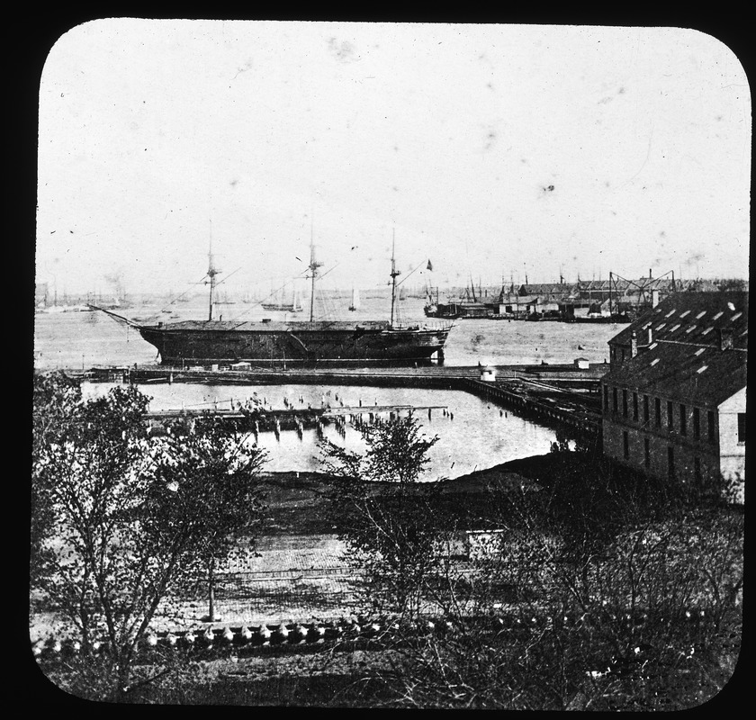 View of the U.S.S. Wabash, the training ship in the Charlestown Navy Yard, used 1876-1912
