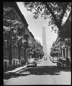 Bunker Hill Monument from shadow of elm on Monument Avenue