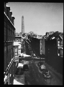 Monument Avenue from elevated train on Main Street in Winter. December 1954