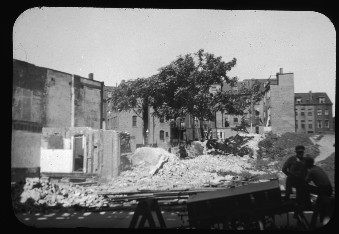 Demolition in preparation for John Harvard Mall, July 20, 1942