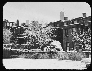 Winter view in bank parking space. March, 1955