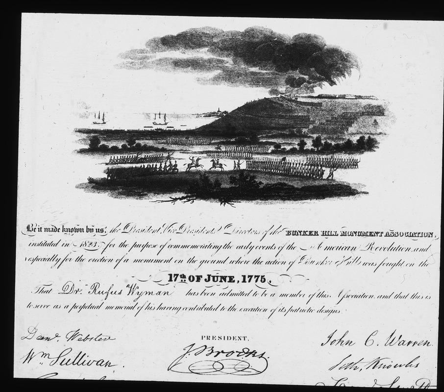 Certificate of membership of the Bunker Hill Monument Assoc Digital