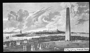 Colored engraving of Bunker Hill Monument