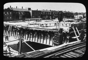 Collapsed overpass beside Sullivan Square El station, May 22, 1952.