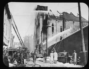 Fire in Roof of First Church on Green Street Jan. 12, 1957