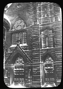 Facade of St. Mary's Church in snow 1952
