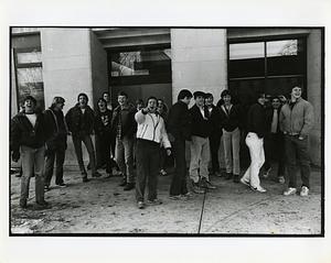 Large group of students laughing