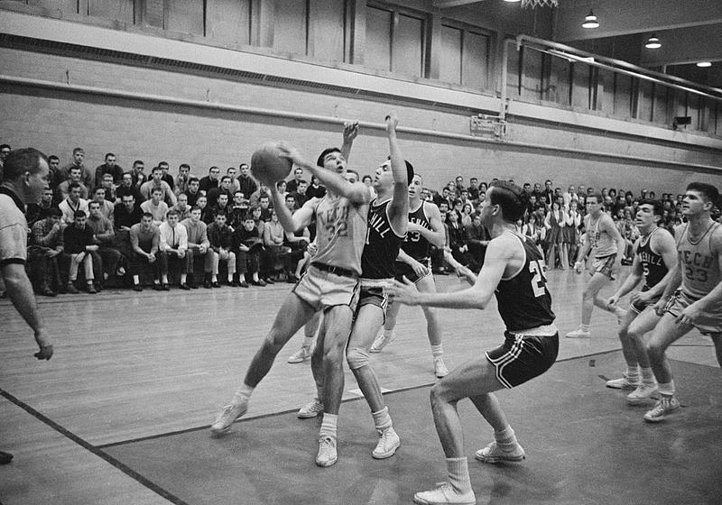 Basketball game, Southeastern Massachusetts Technological Institute vs Stonehill College, at New Bedford