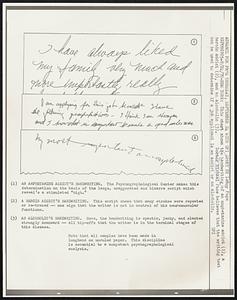This chart shows the handwriting of an amphetamine addict (1), a heroin addict (2), and an alcoholic (3). Doctor Michael Pace believes that the writing test can be used to determine if a job applicant is an addict of an alcoholic.